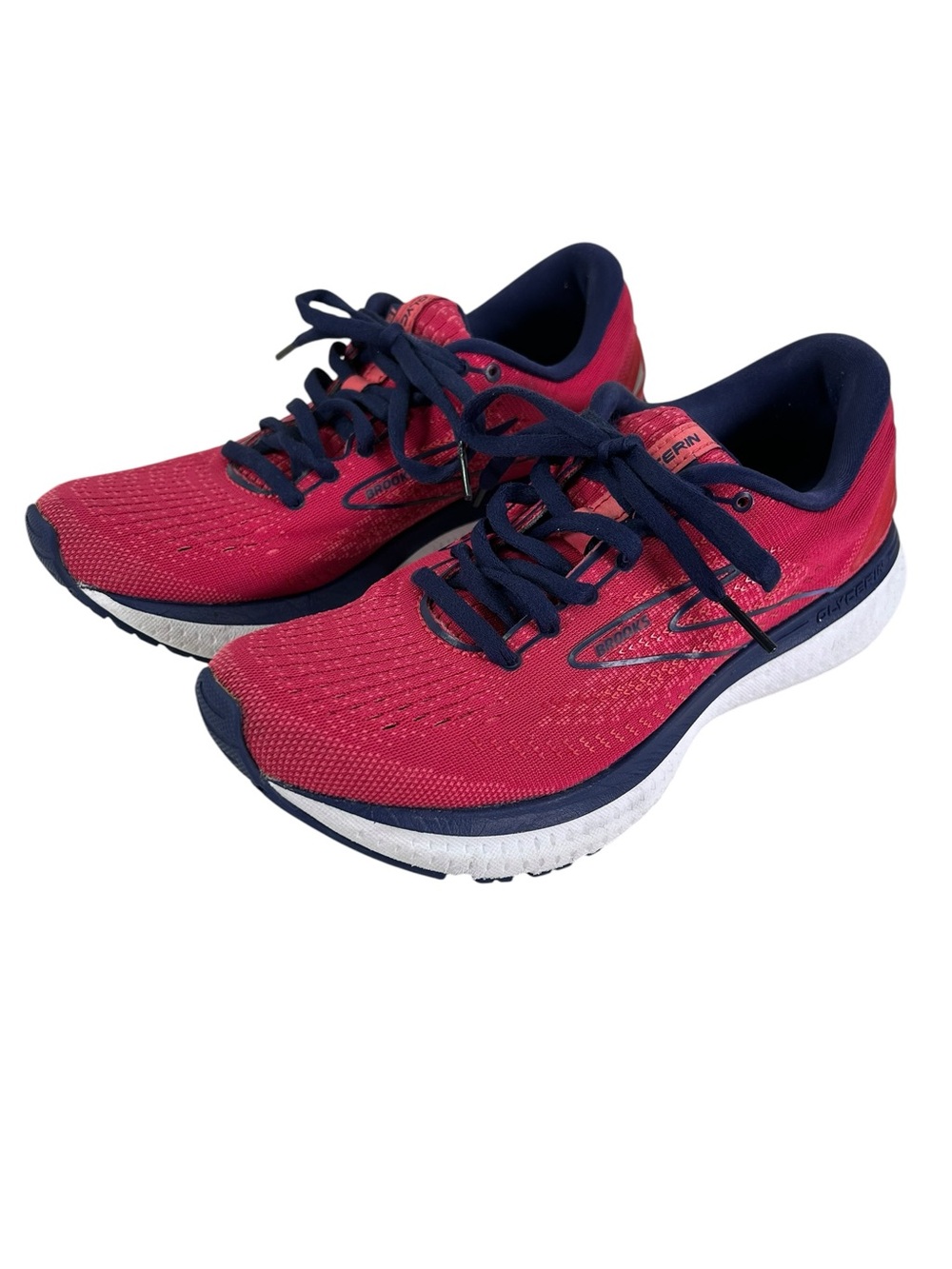Brooks Glycerin 19 Women’s 7 Pink Red Navy Max Cushion Running Shoes Athleisure